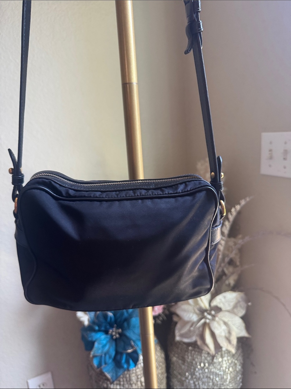 Prada Tessuto Black Nylon Crossbody with Gold Logo Hardware - Picture 3 of 15